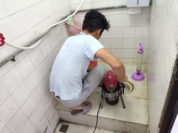 畜禽良种场管道堵塞冒臭气 专业师傅现场解决问题